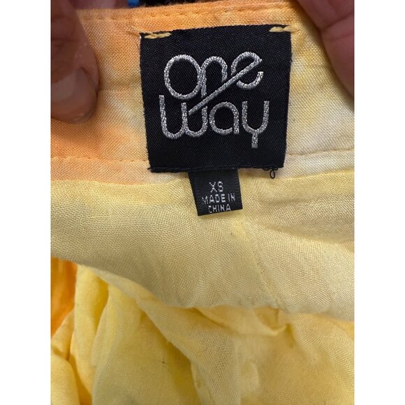 One Way XS Yellow & Orange Tie-Dye Wrap Skirt With Ruffle Hem - Picture 6 of 6